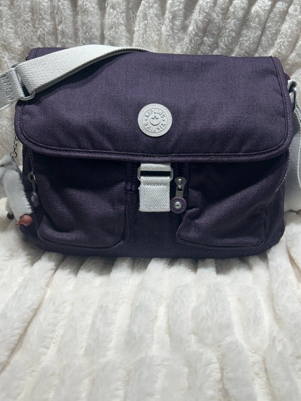 Kipling Purple Nylon Crossbody Messenger Flap Bag - MINT
